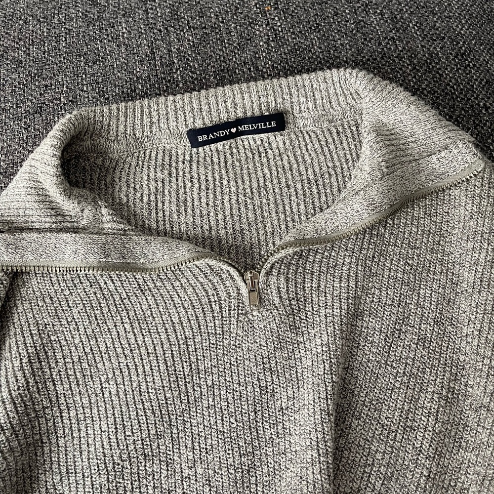 Brandy Merville Gray Knit Cropped Sweater - Picture 4 of 5